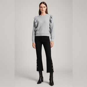 RACHEL ROY Crop Flare Silver Studded Black Denim Pants 25